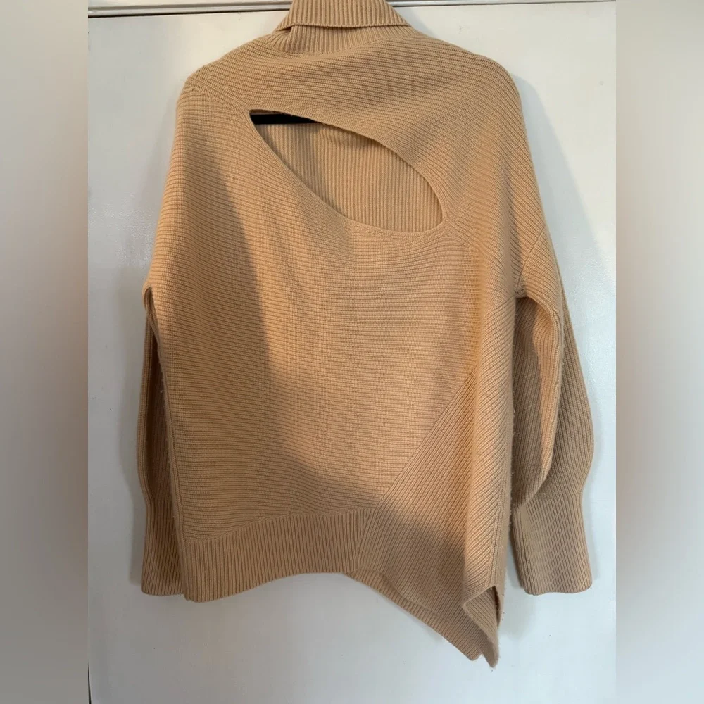 Rory Turtleneck Sweater Tan | Wool Cashmere Blend | Size M - Picture 5 of 6